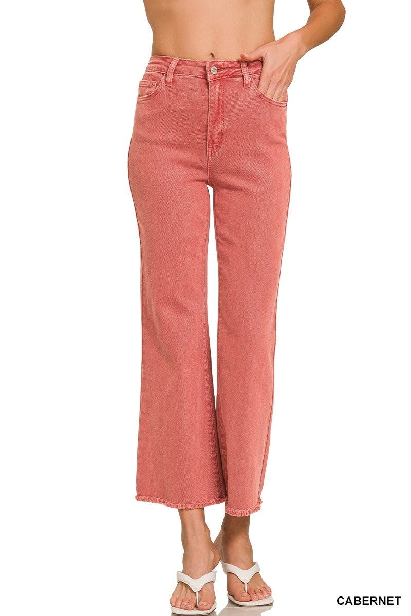 Acid Washed Frayed Hem Jeans