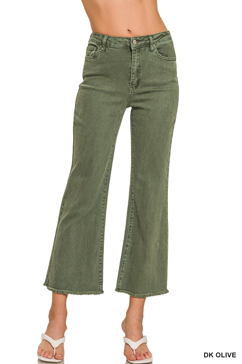 Acid Washed Frayed Hem Jeans