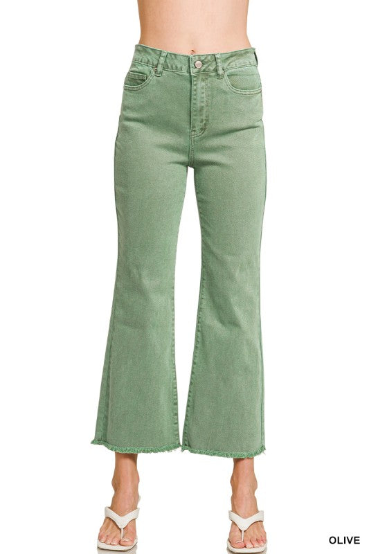 Acid Washed Frayed Hem Jeans