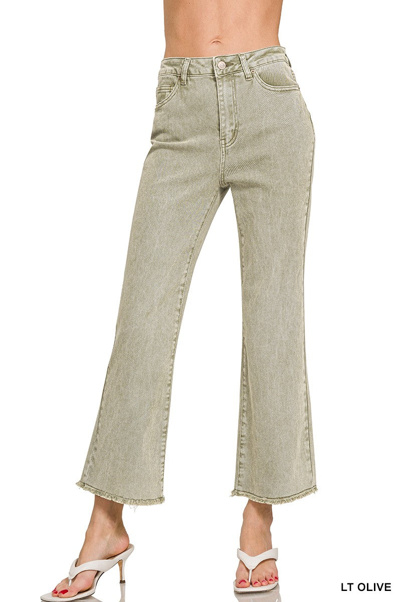 Acid Washed Frayed Hem Jeans