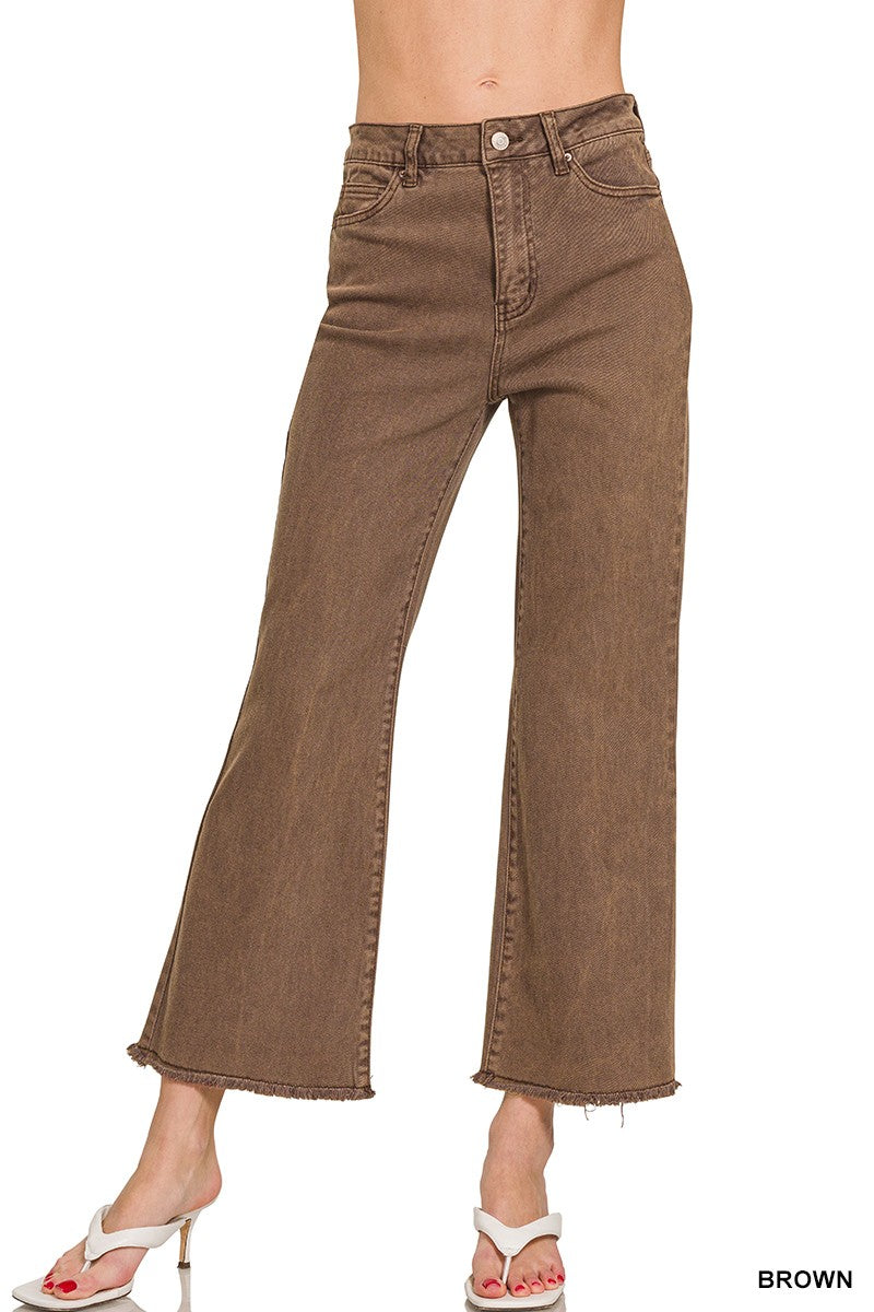 Acid Washed Frayed Hem Jeans