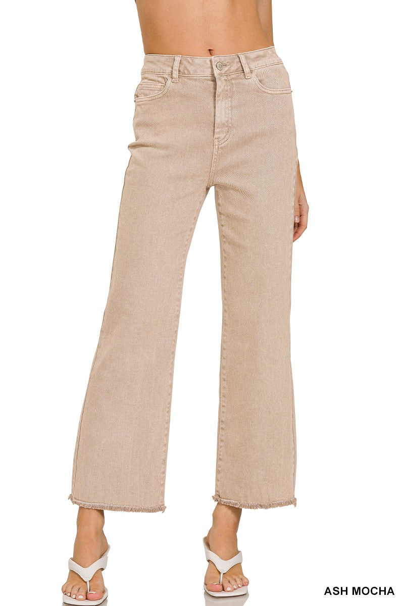 Acid Washed Frayed Hem Jeans