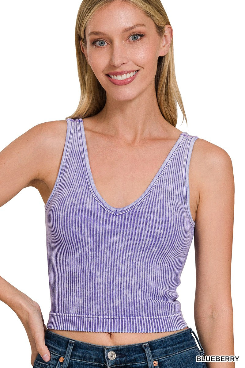 Ribbed Seamless V-Neck Tank Top
