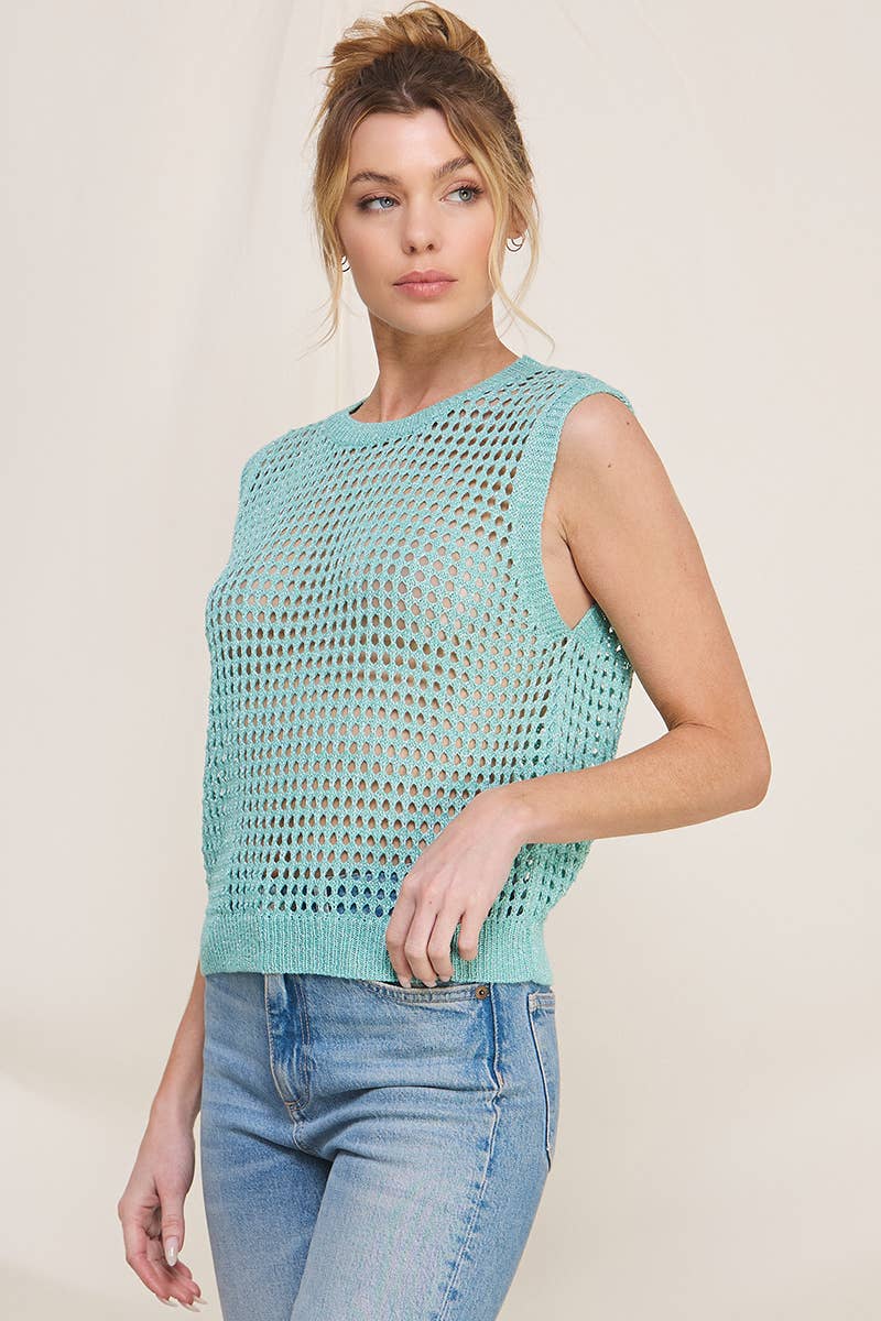 Foil Knit Crochet Tank