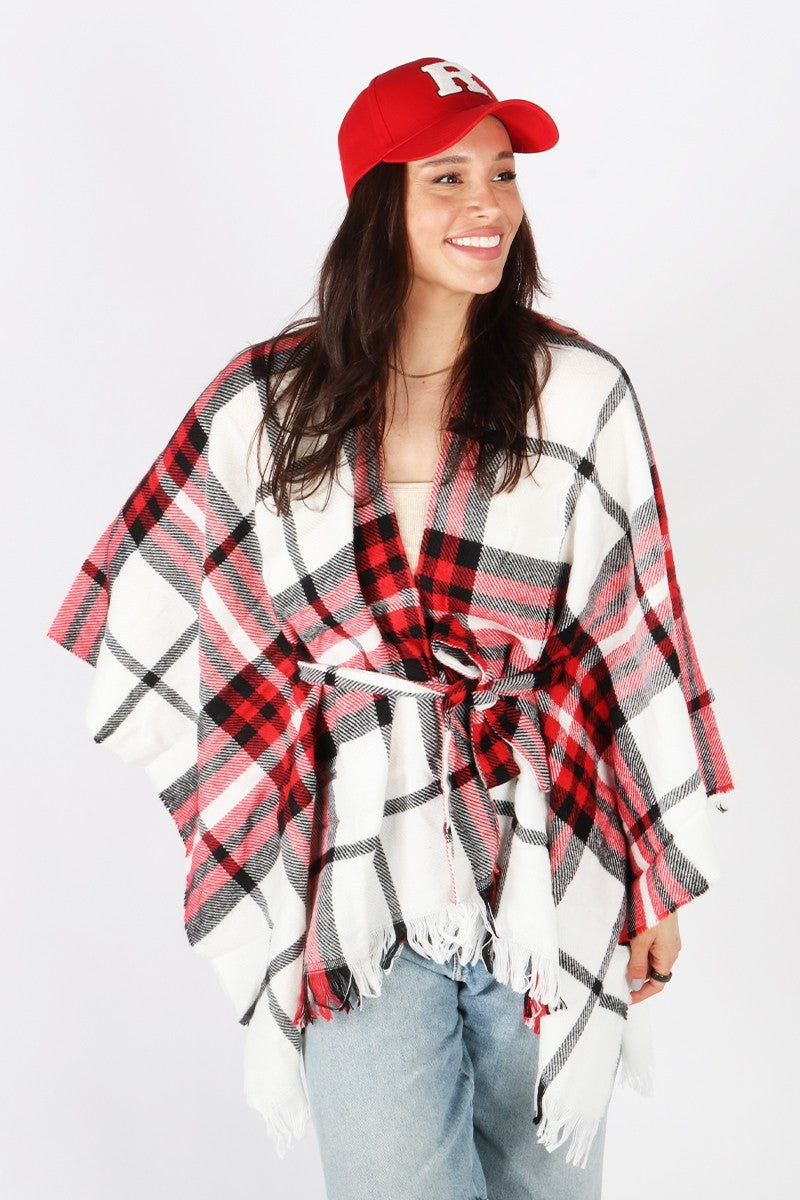 Plaid Belted Wrap