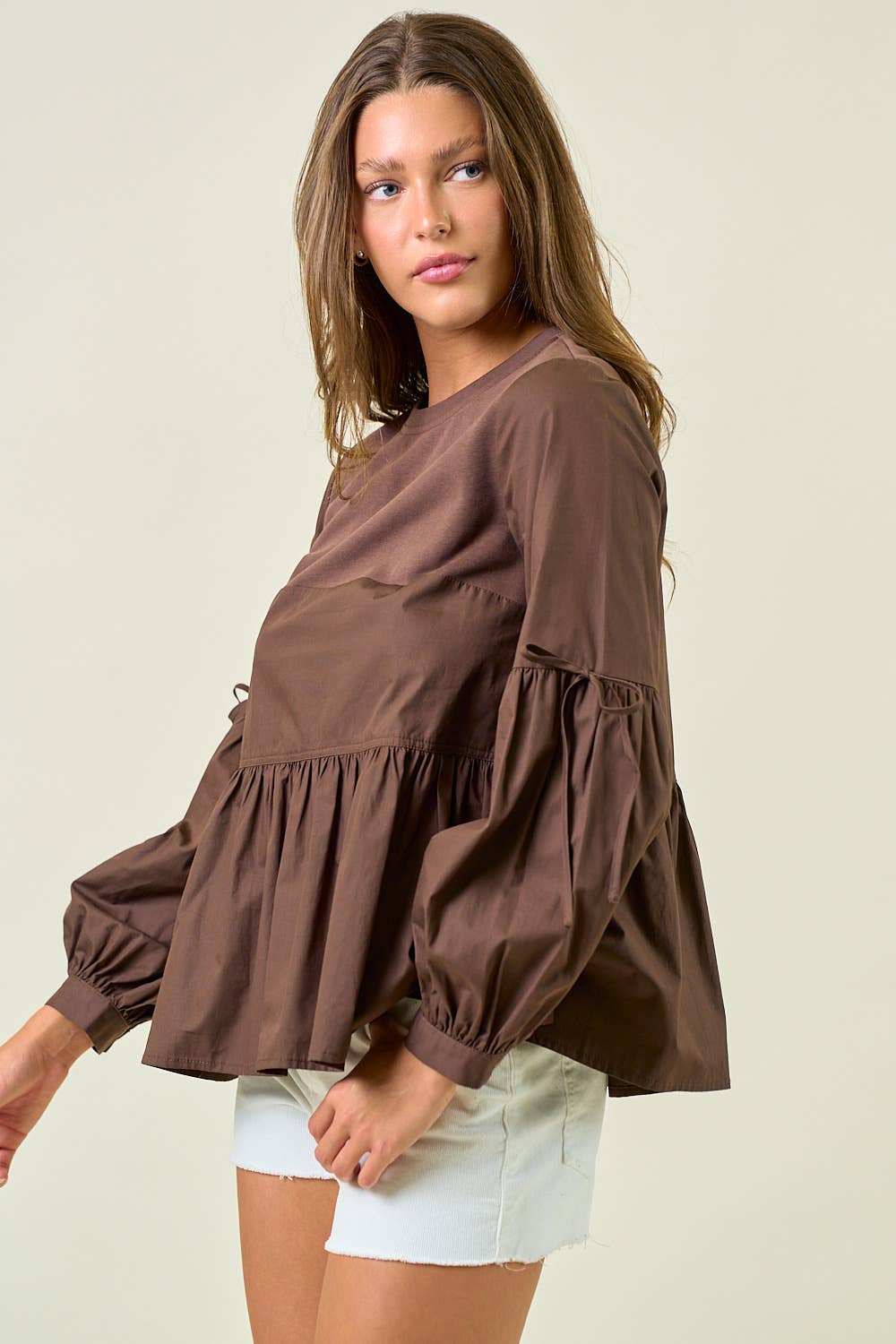 Puff Sleeve Peplum Blouse