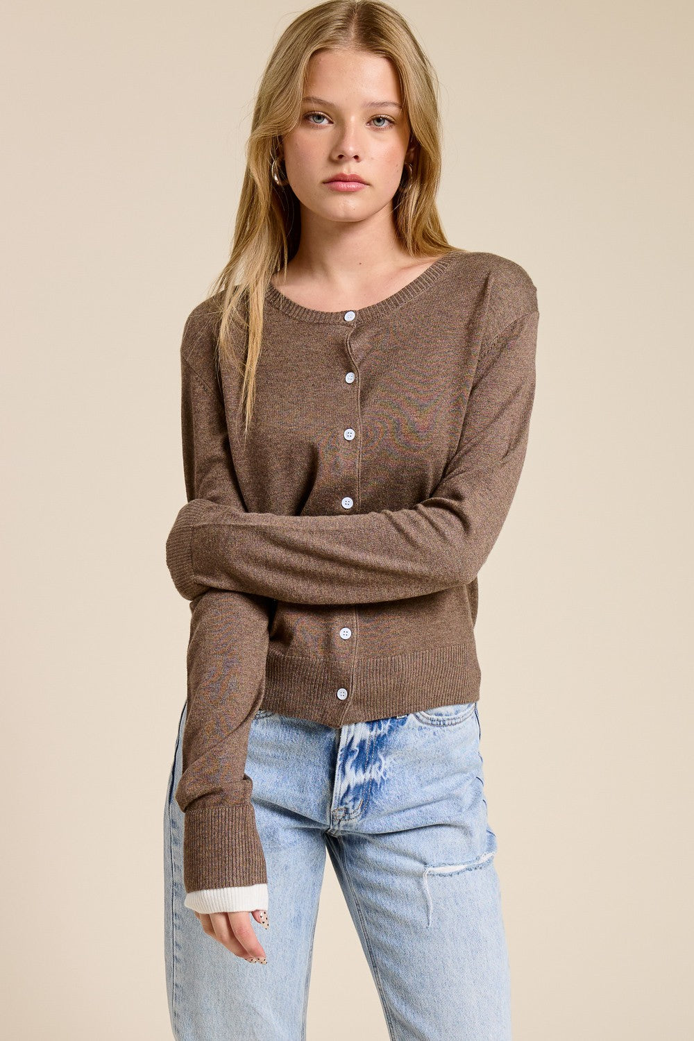 Contrast Cuff Cardigan