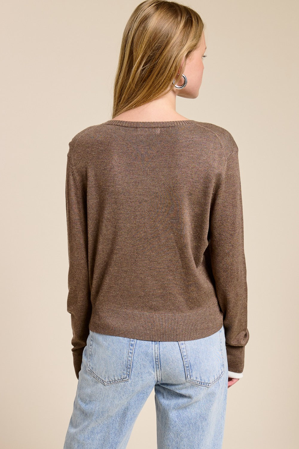 Contrast Cuff Cardigan
