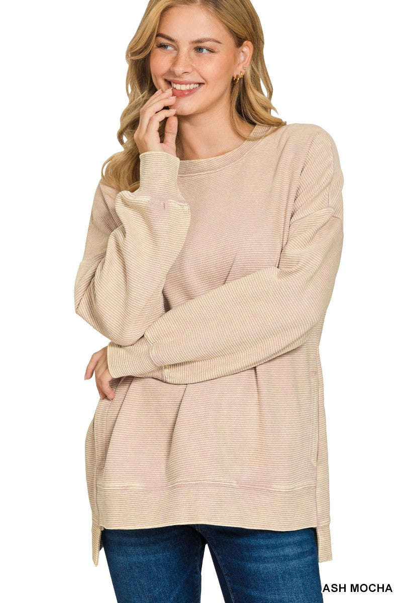 Acid Washed Ribbed Pullover