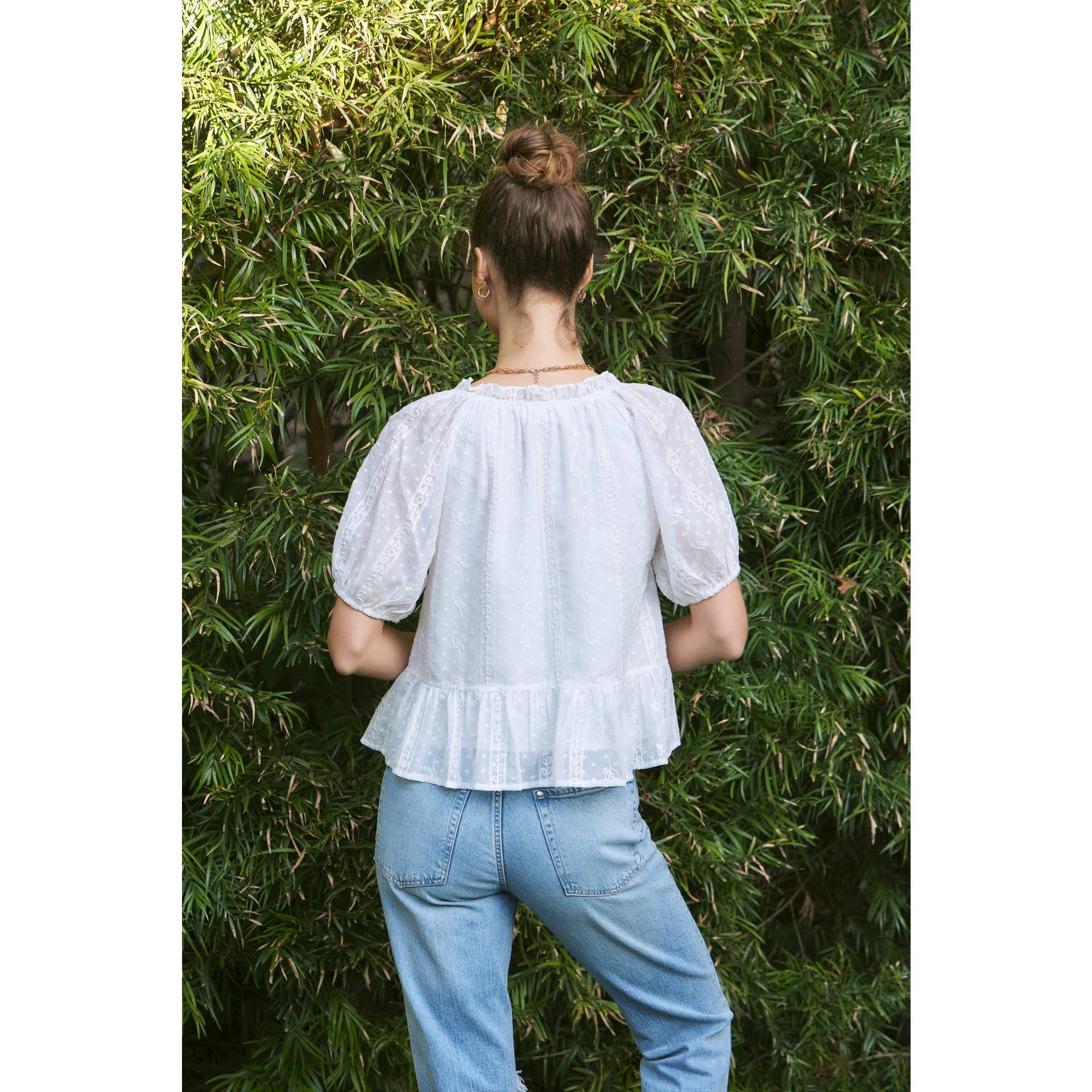EMBROIDERED CHIFFON BLOUSE