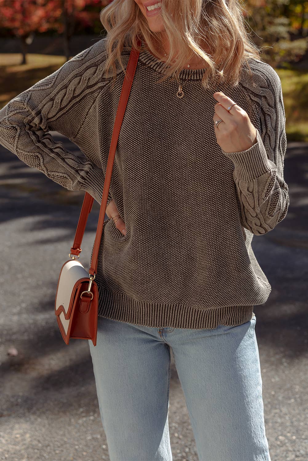 Contrast Cable Knit Sweater