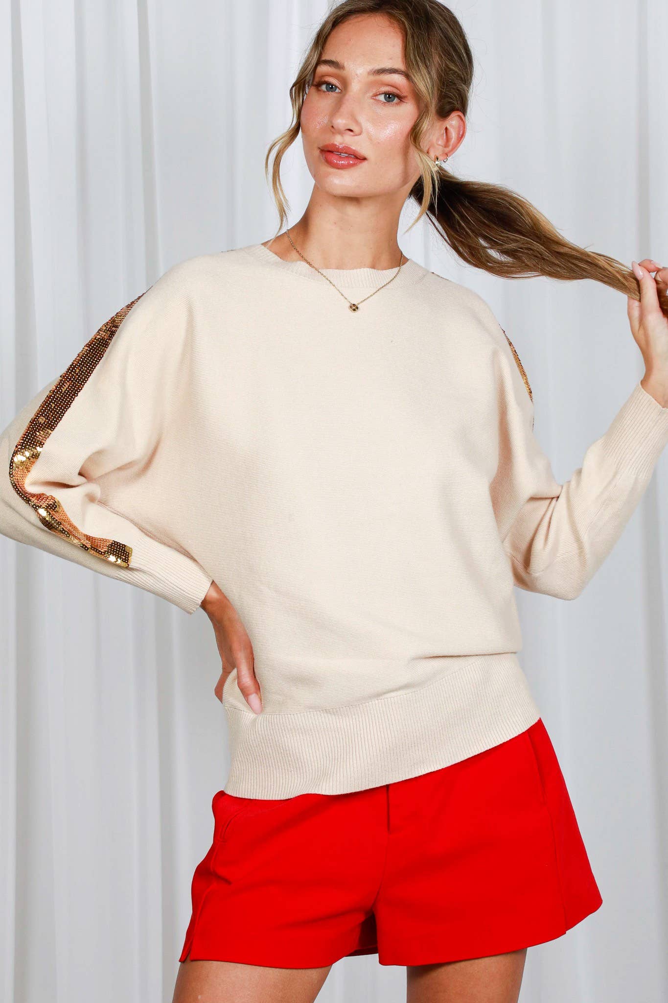 Sequin Dolman Knitted Sweater