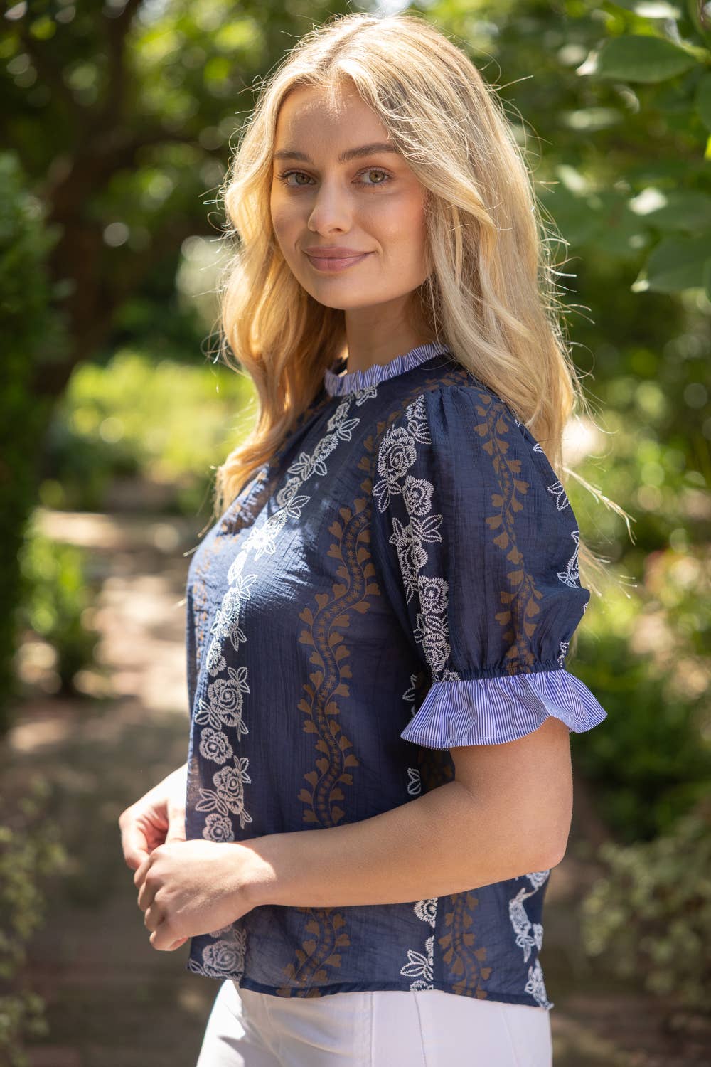 Stripe Floral Printed Top