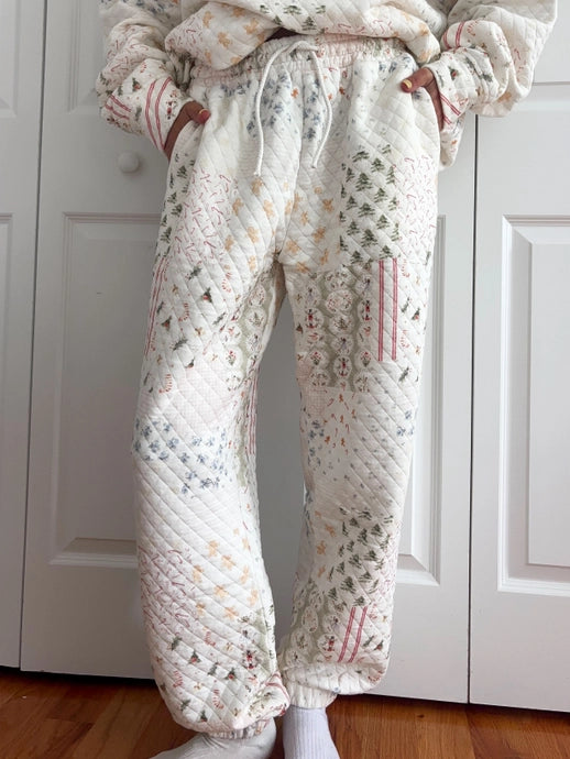 Christmas Holiday Quilted Joggers -  Preorder ships October