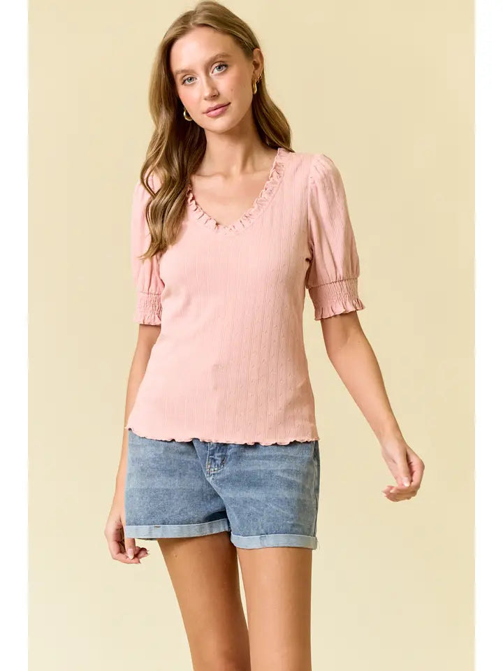 Ruffled V-Neck Top