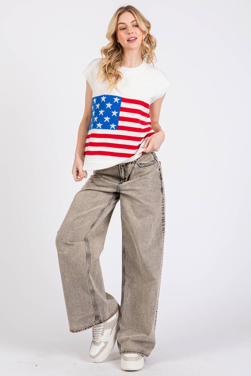 AMERICAN FLAG SWEATER VEST