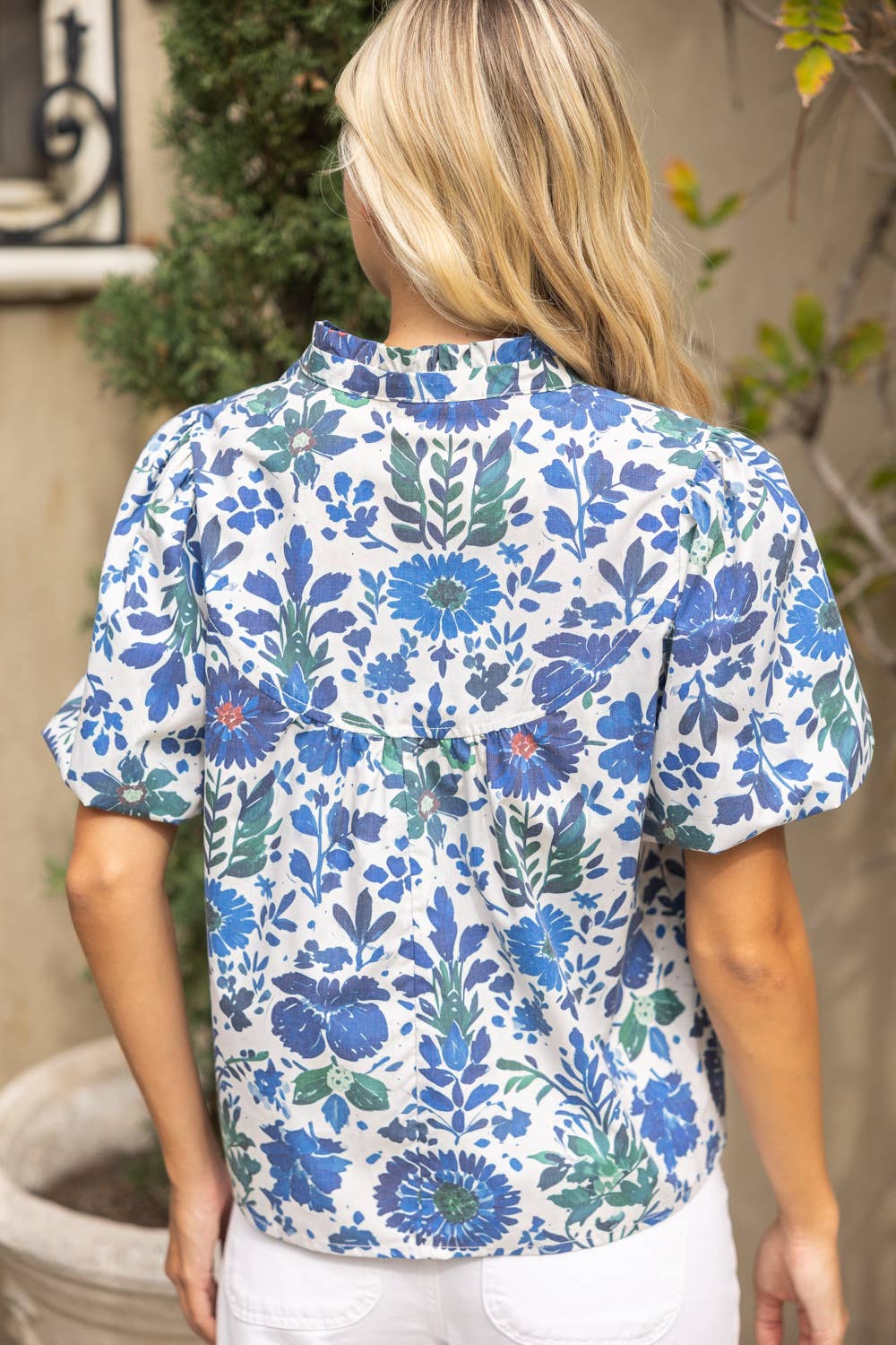 V-Neck Floral Print Top