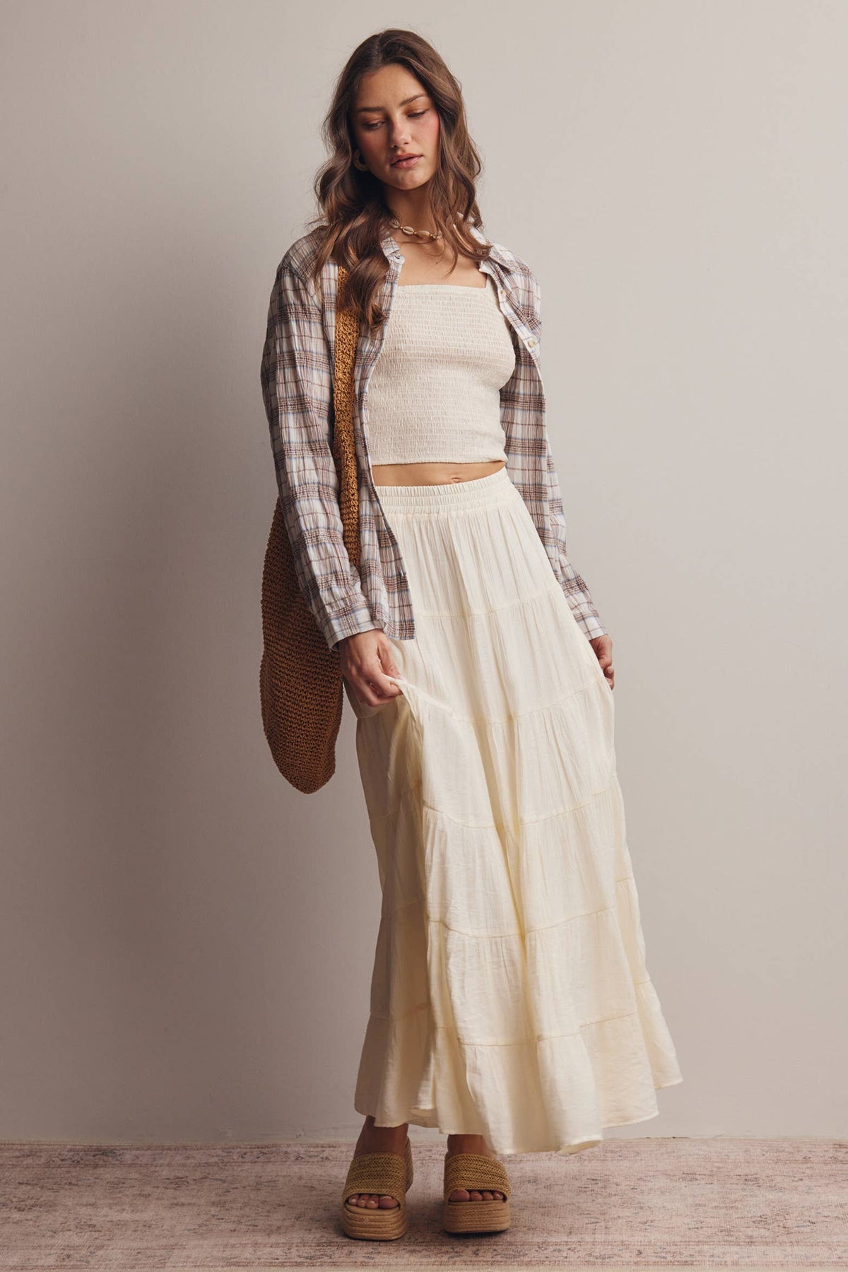Soft Plaid Button-Up Shirt