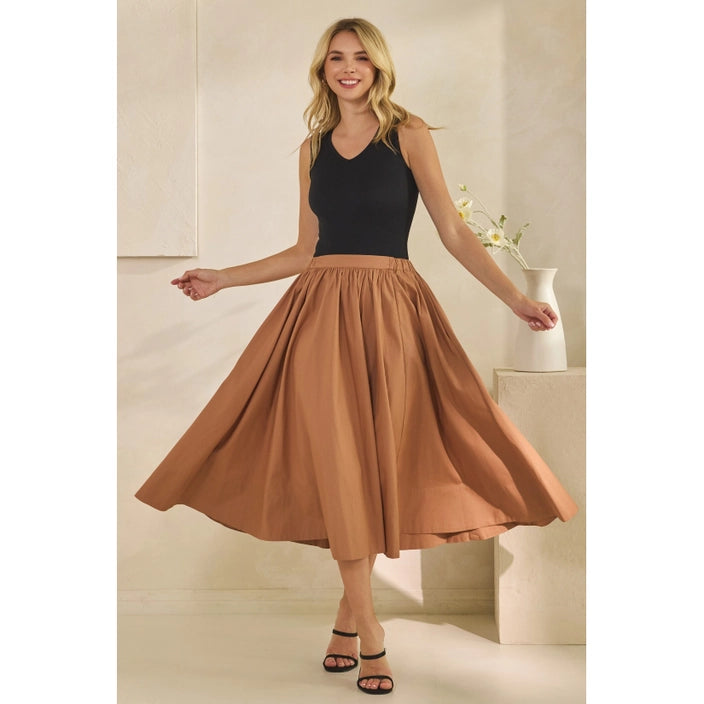 Brown Midi Pull on Skirt