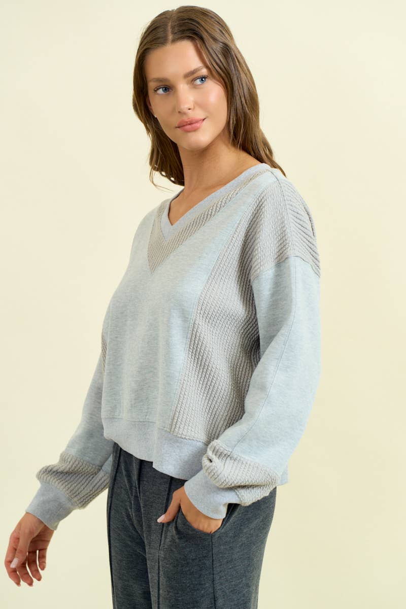 BRUSHED TERRY BLOCK SWEATSHIRT