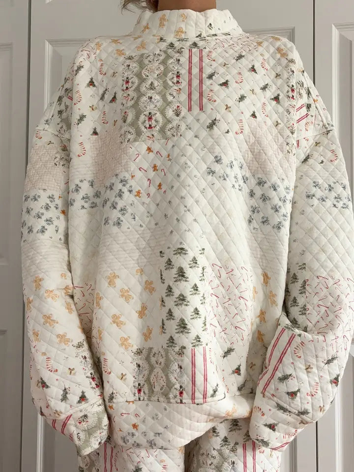 Christmas Holiday Quilted Mockneck Sweatshirt - Preorder Ships October