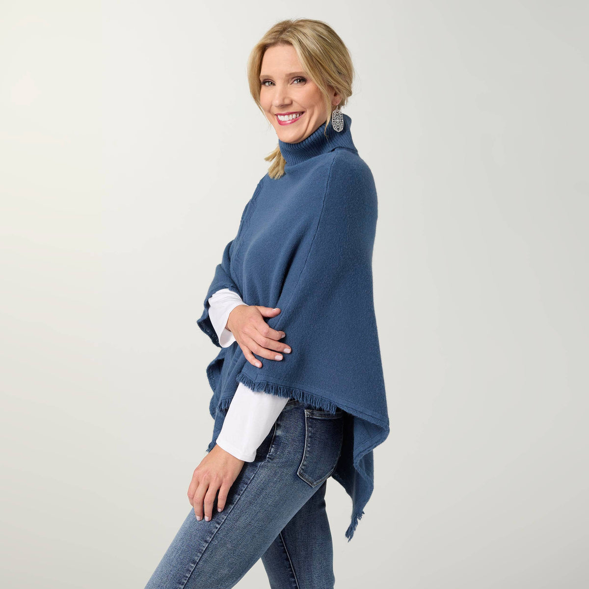 Heavenly-Luxe Cable Knit Turtleneck Poncho