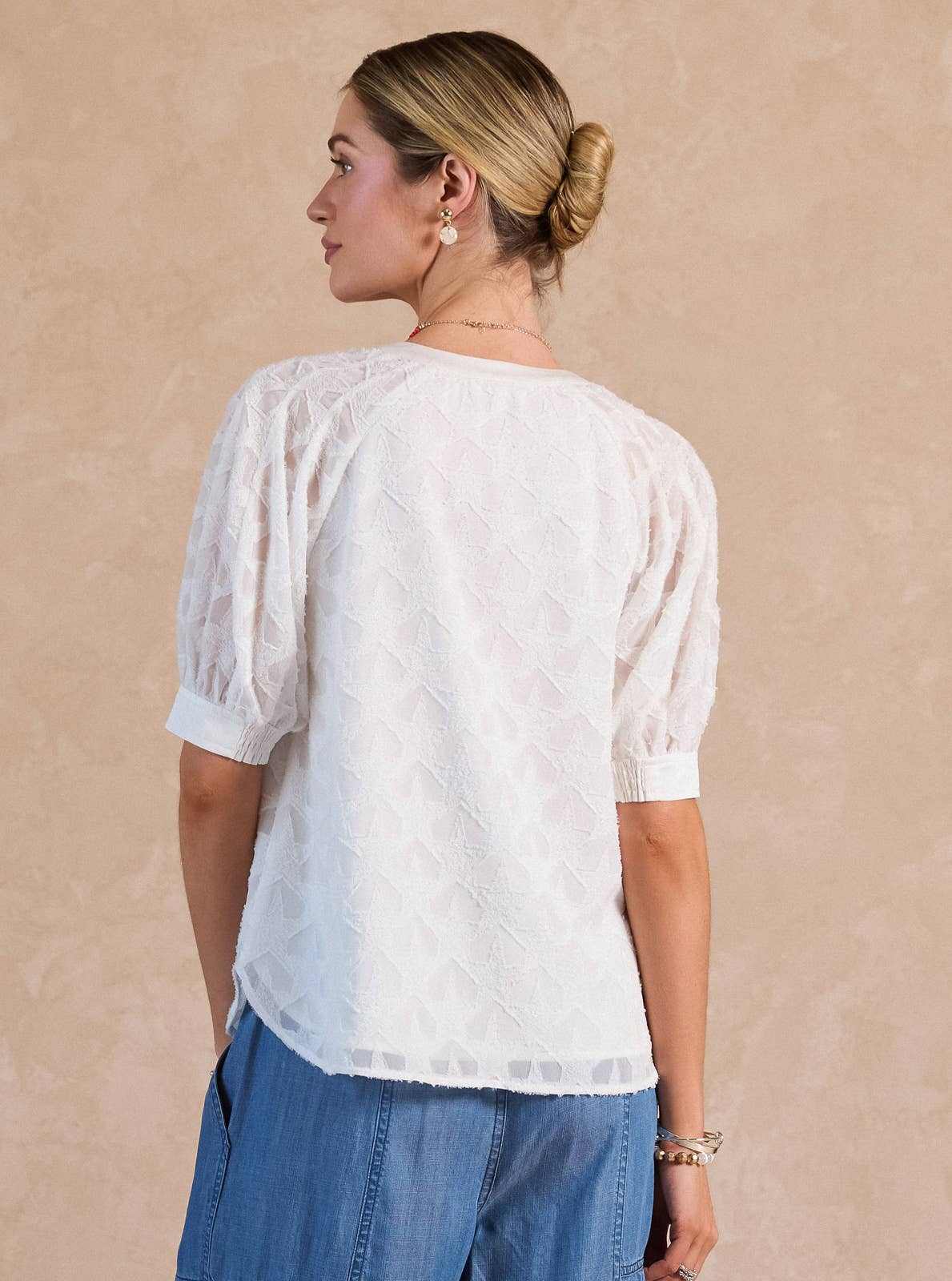 Star Pattern Short Sleeve Blouse