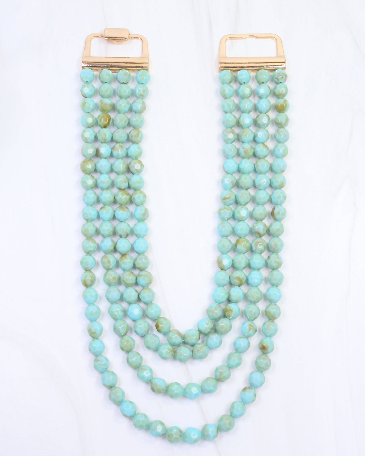 Mariam Beaded Layered Buckle Necklace Turquoise