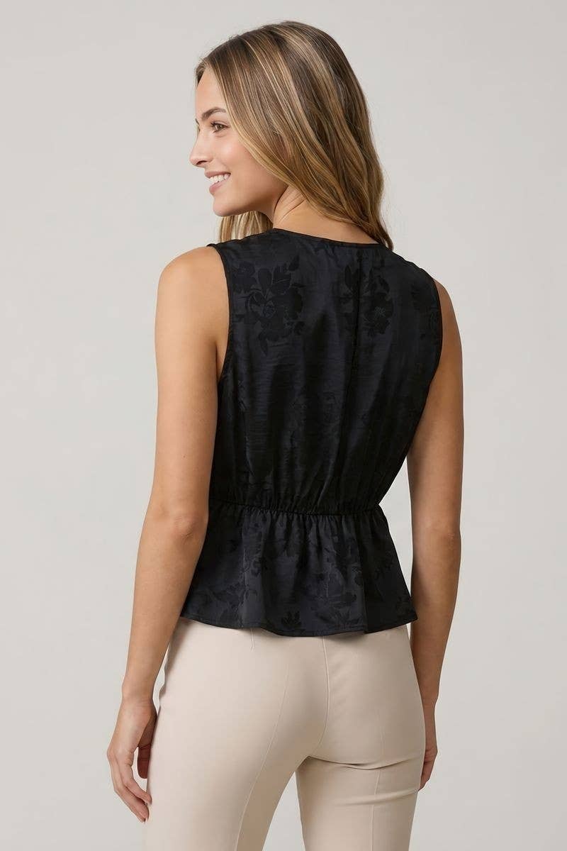 SATIN JACQUARD LACE TRIM TANK