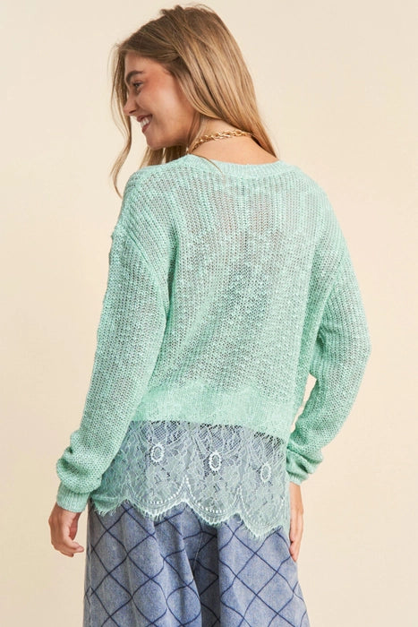 Sage Lace Knit top