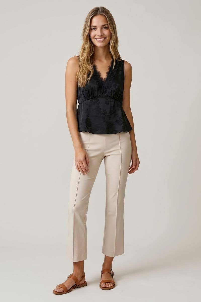 SATIN JACQUARD LACE TRIM TANK