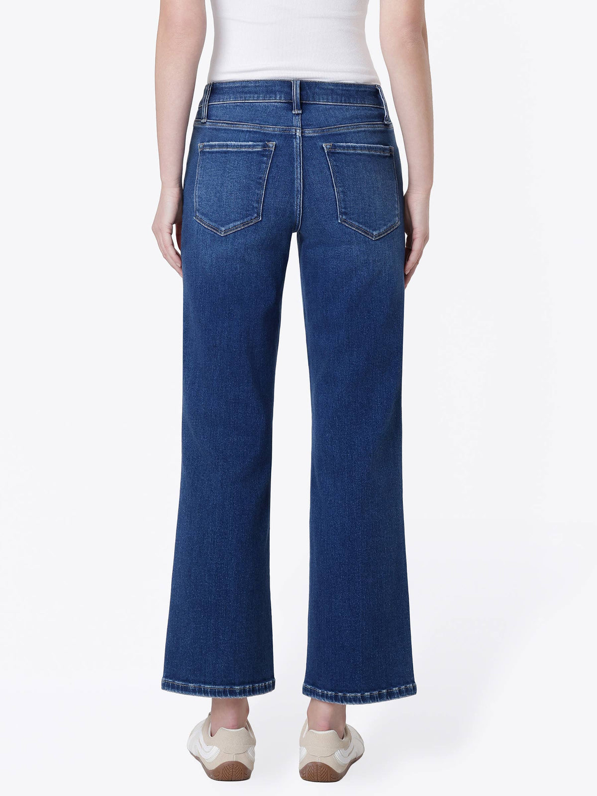 MID RISE DARK WASH ANKLE SLIM WIDE JEANS LV2357