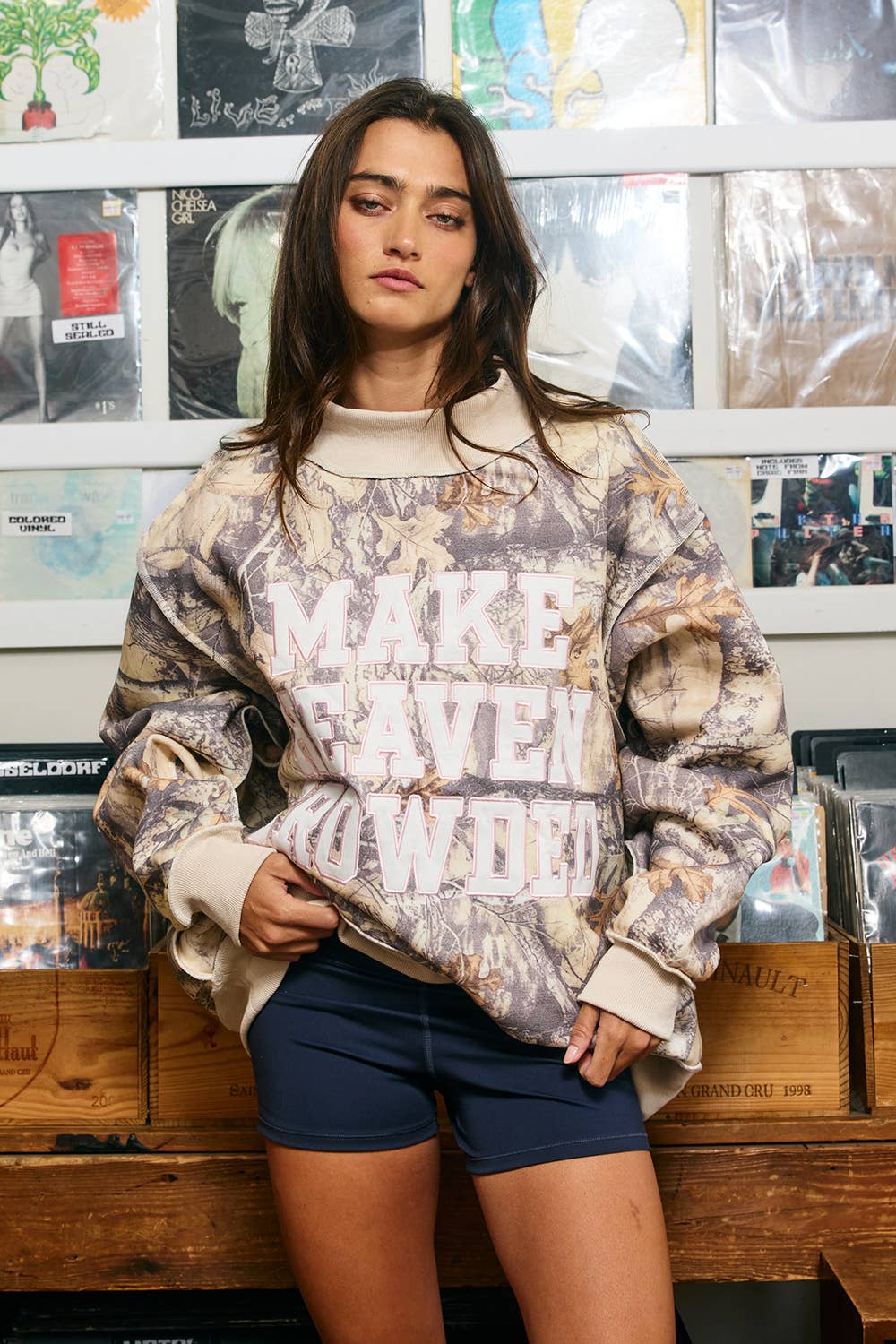 HEAVEN | Camo Appliqué Embroidery  Sweatshirt