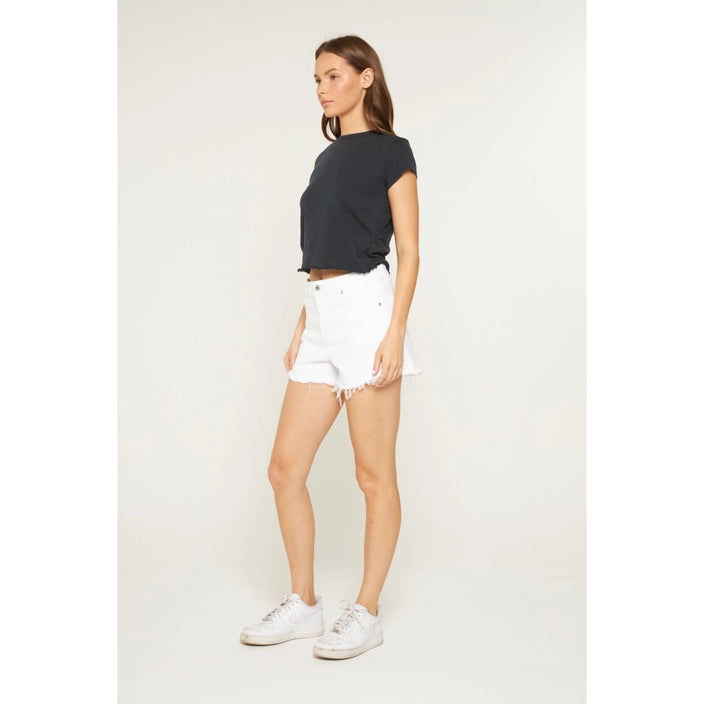White High Rise Denim Short