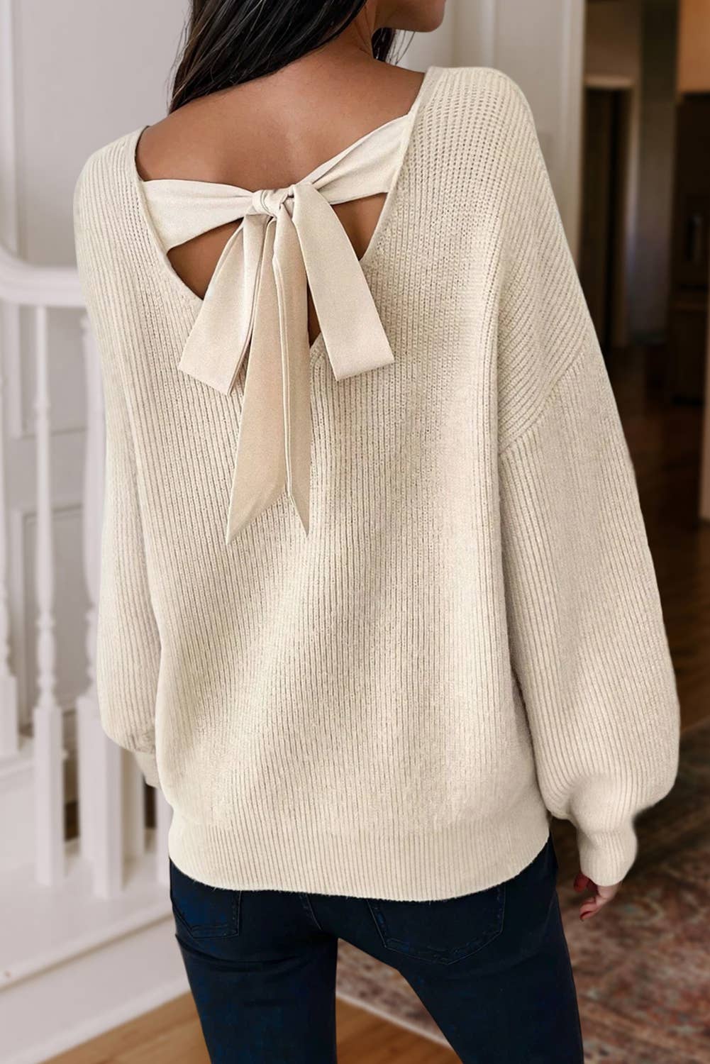 Ribbon Knot Back Sweater