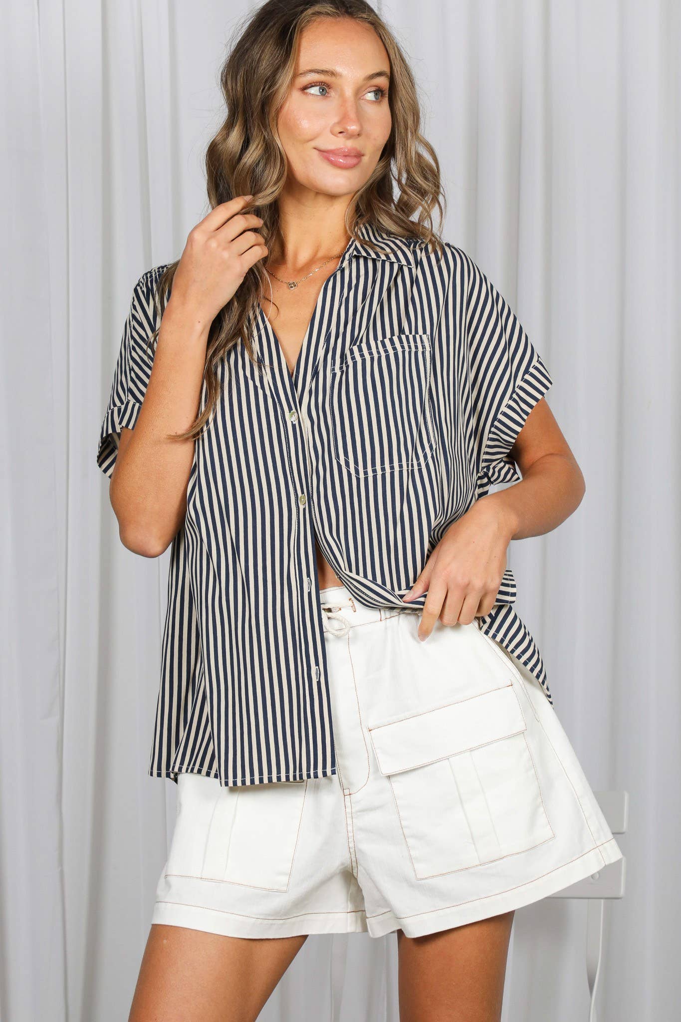 Roll-Up Sleeve Button Down Shirt