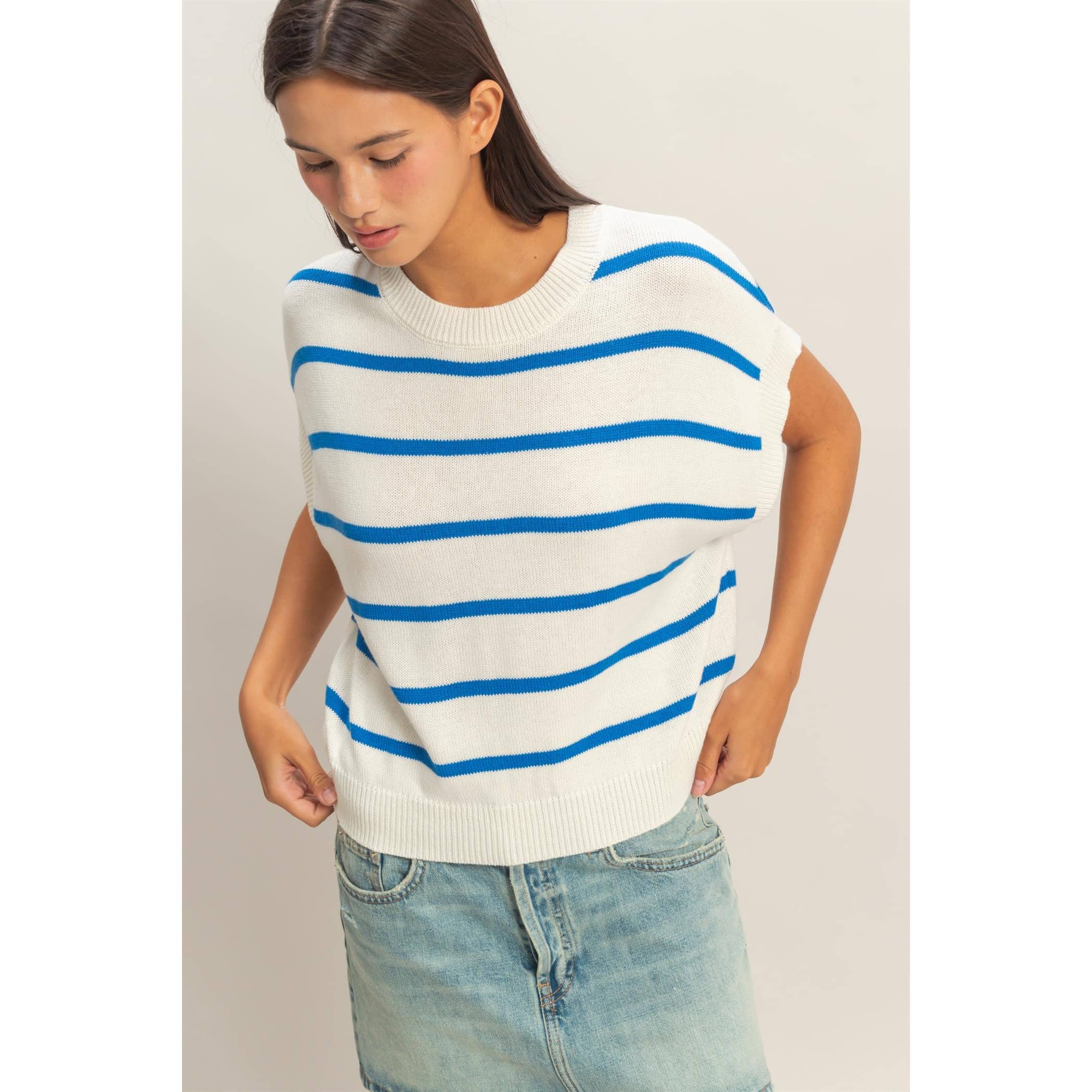 Striped Crew Neck Knit Top