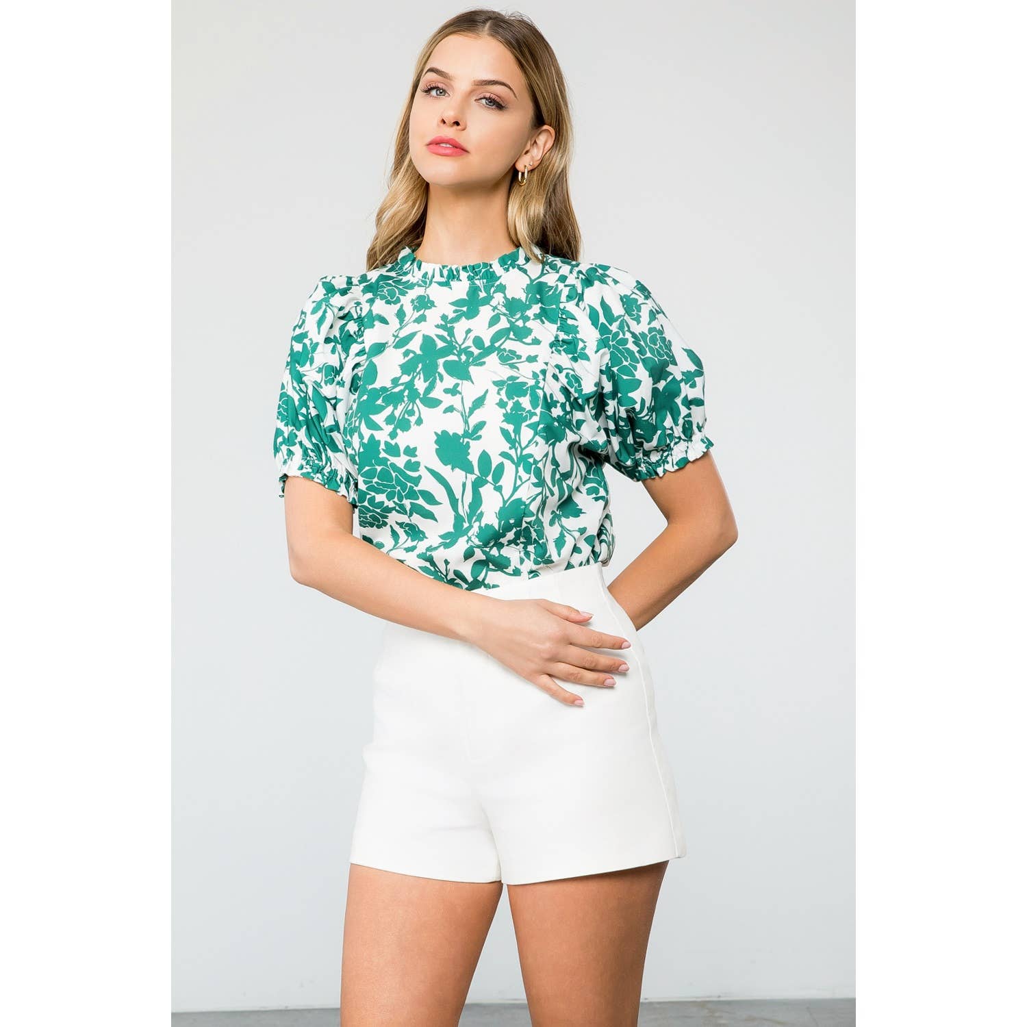 Flower Puff Sleeve Top