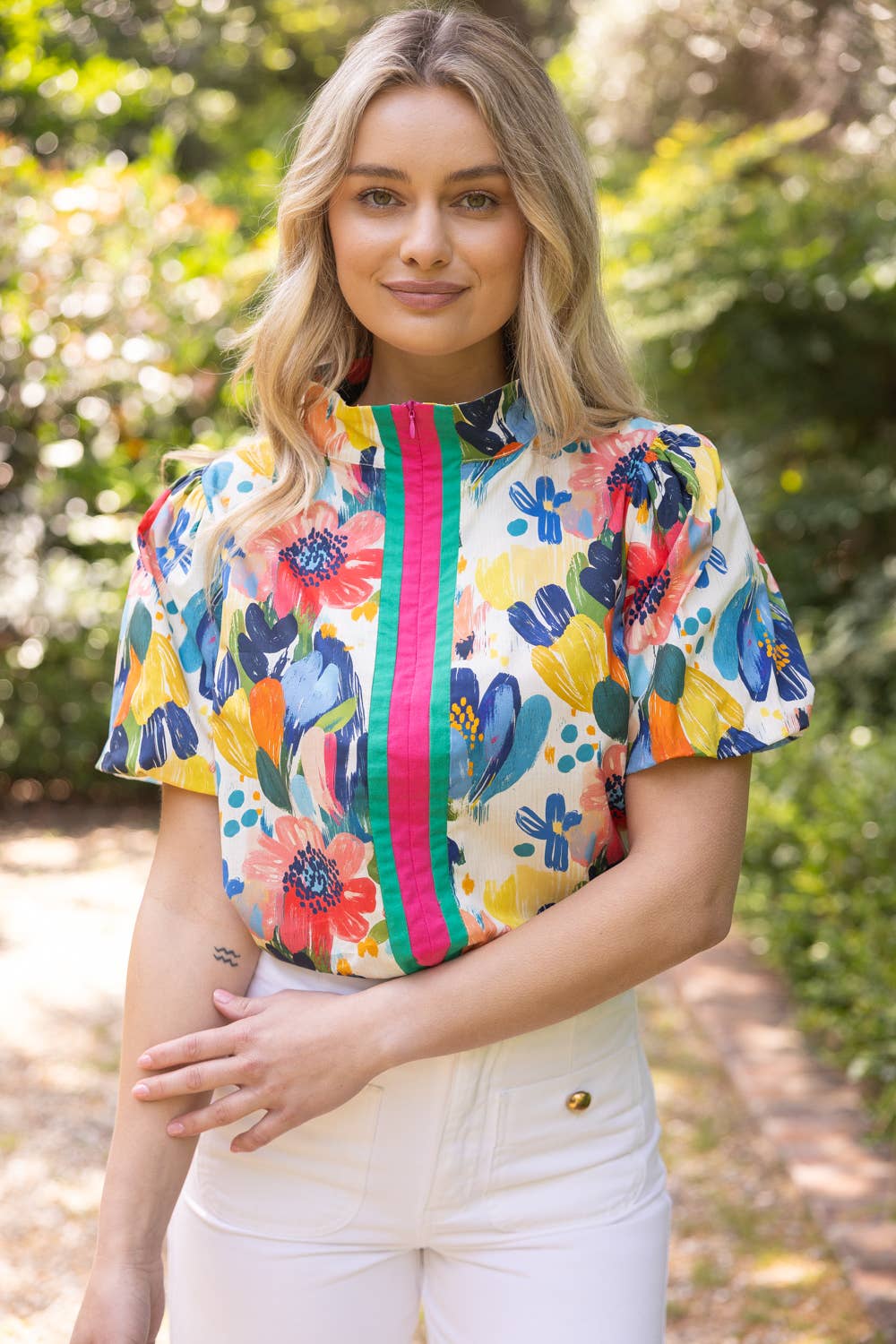 Watercolor Floral Print Top