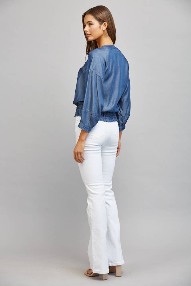 ADJUSTABLE HEM 3/4 SLV TENCEL JACKET FJ74099