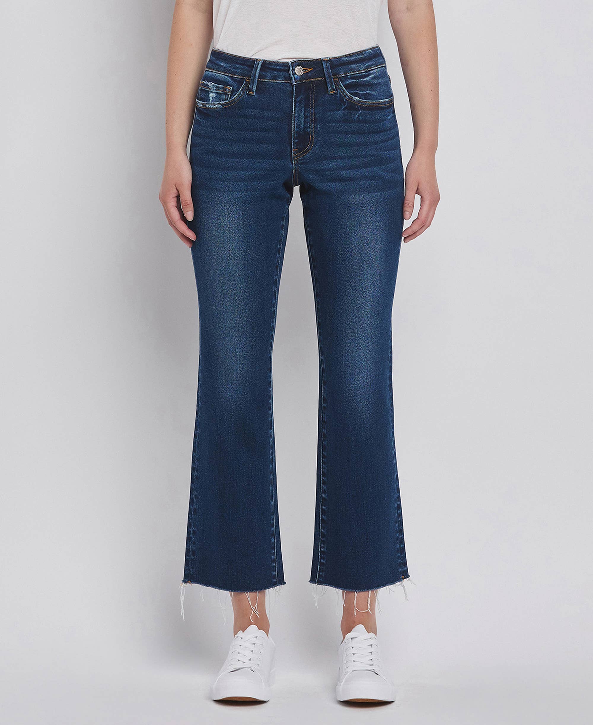 HIGH RISE MINI BOOTCUT JEANS