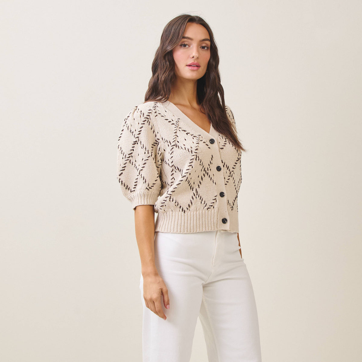 Whipstitch Diamond Cardigan