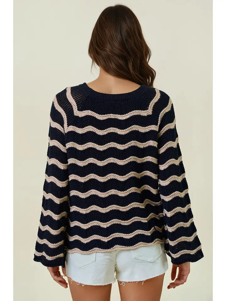 Pointelle Bell Sleeve Sweater