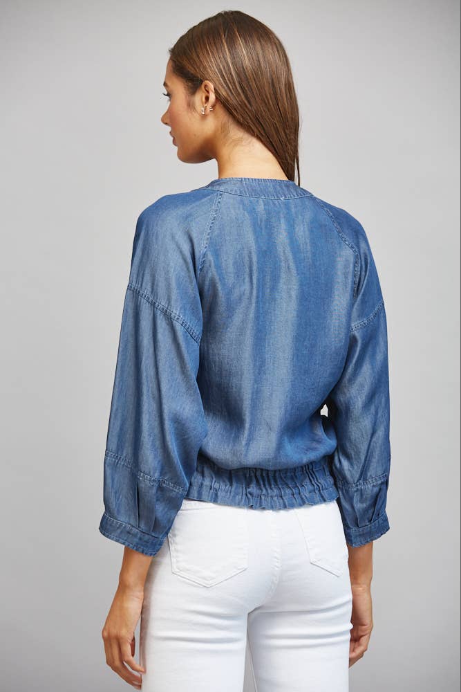 ADJUSTABLE HEM 3/4 SLV TENCEL JACKET FJ74099
