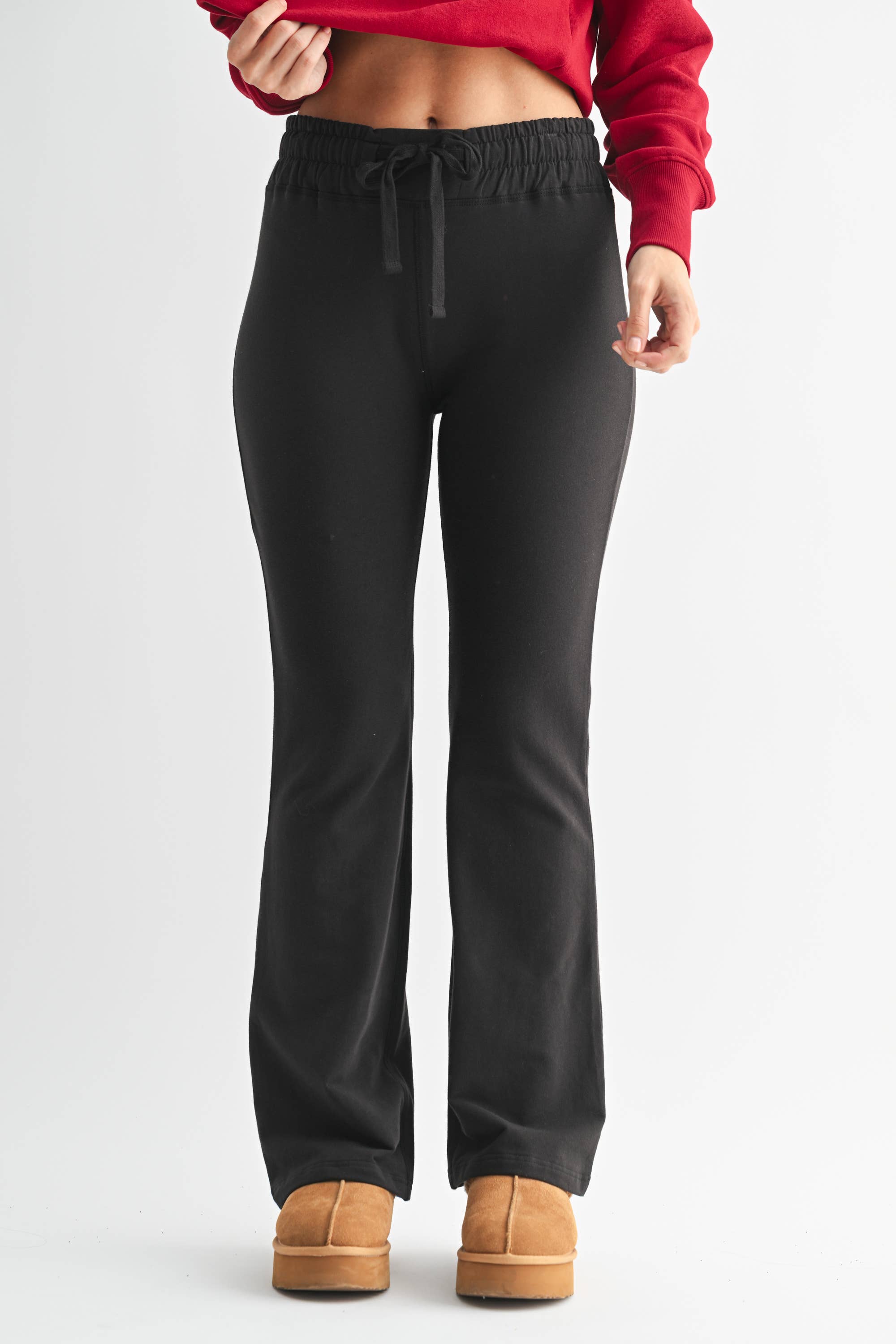 Cotton Blend Foldover Flared Leggings