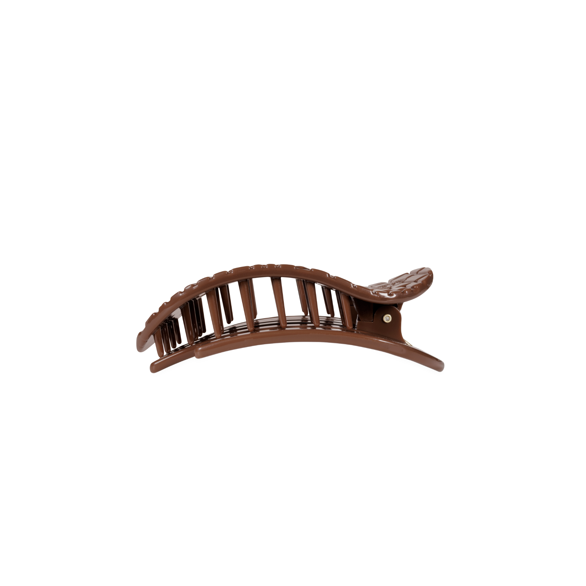 Brown Crocodile Small Flat Round Hair Clip