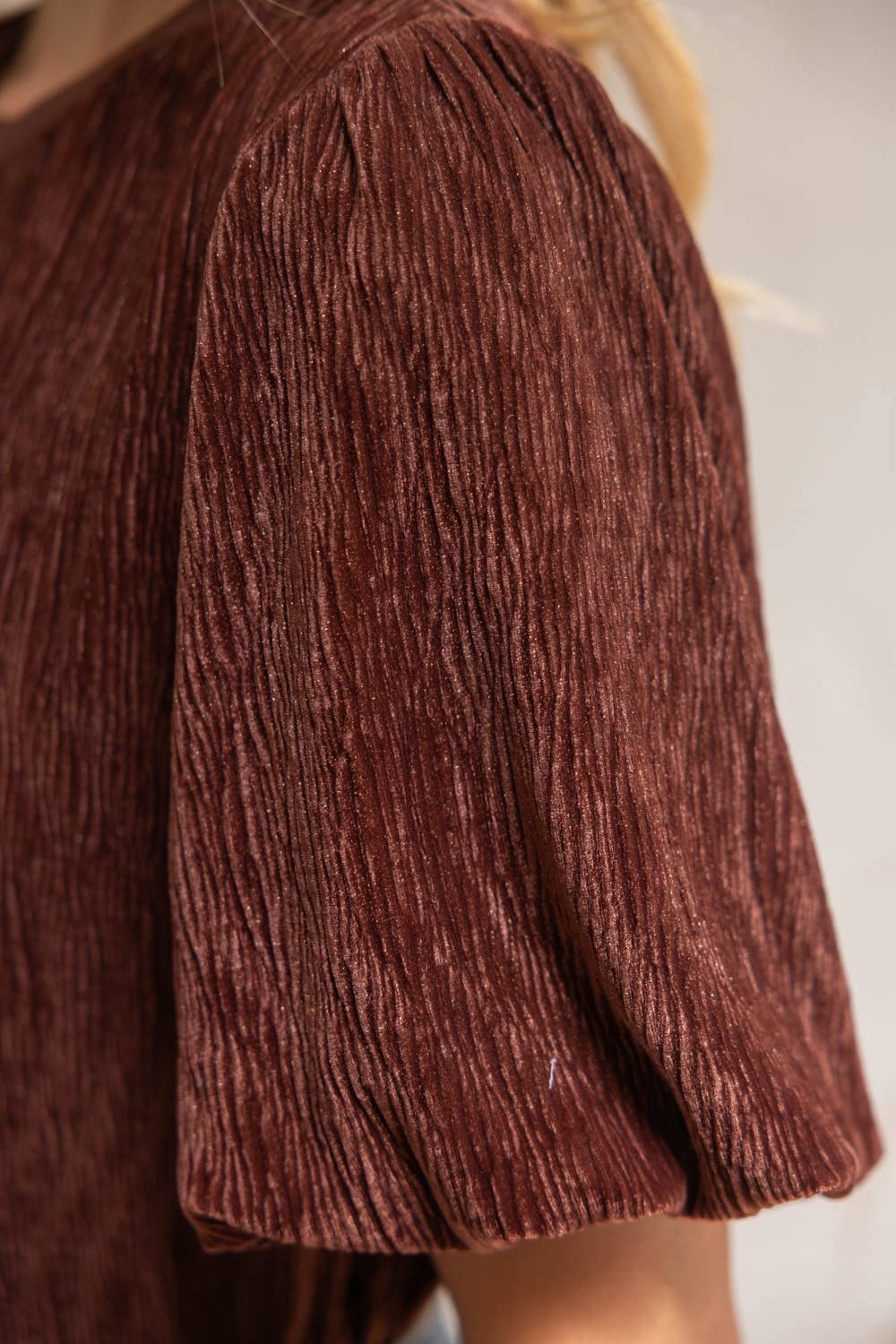 Velvet Bubble Sleeve Top