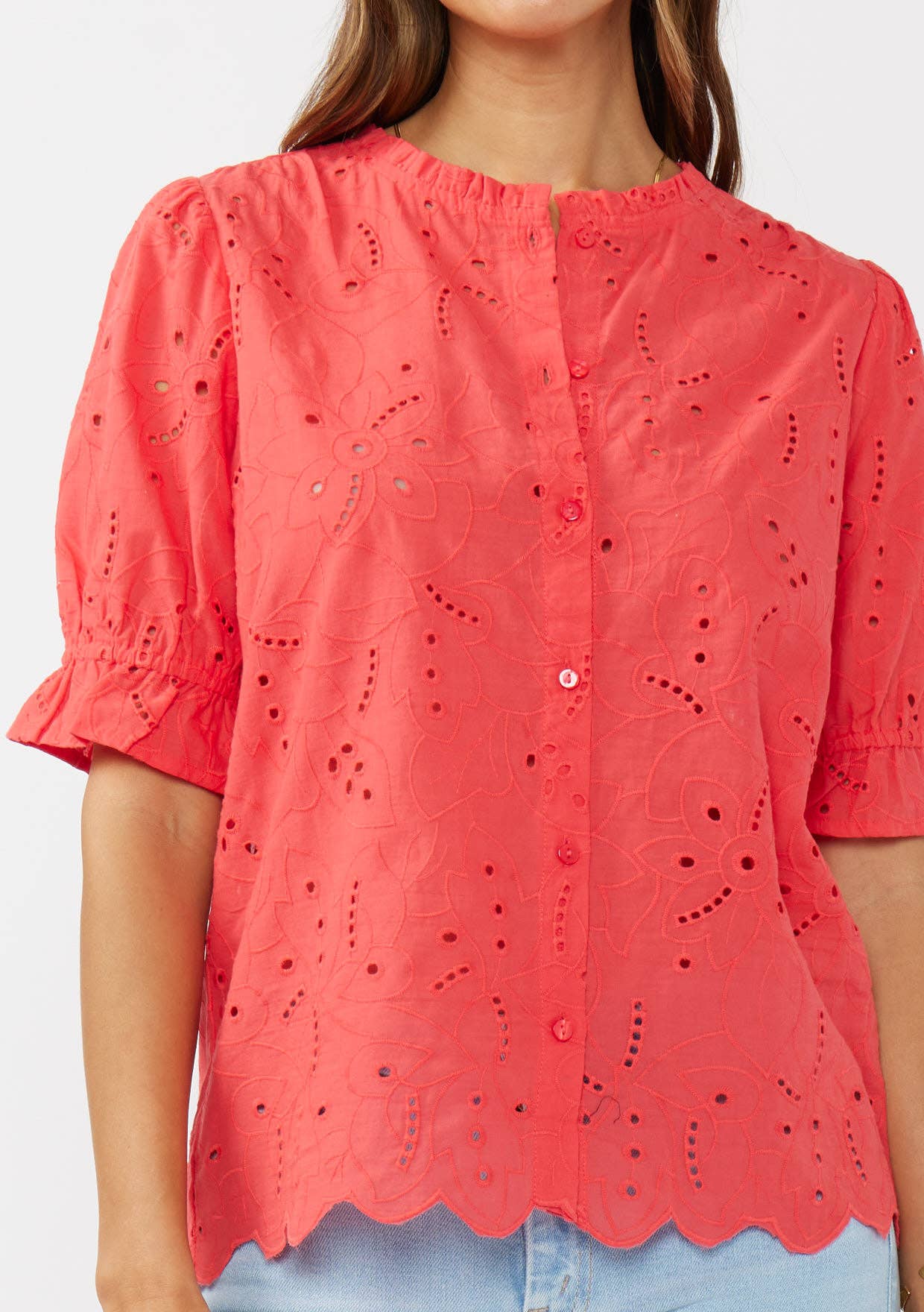 Embroidered Eyelet Top