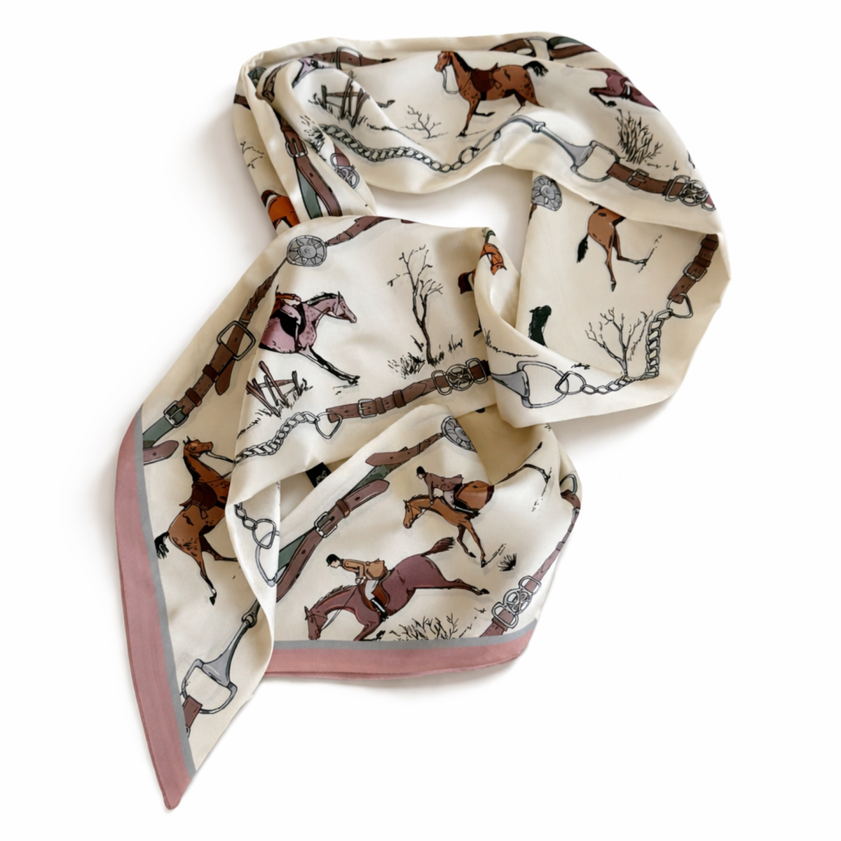 Heritage Equestrian Jumbo Twilly Scarf – Horse & Bridle Print