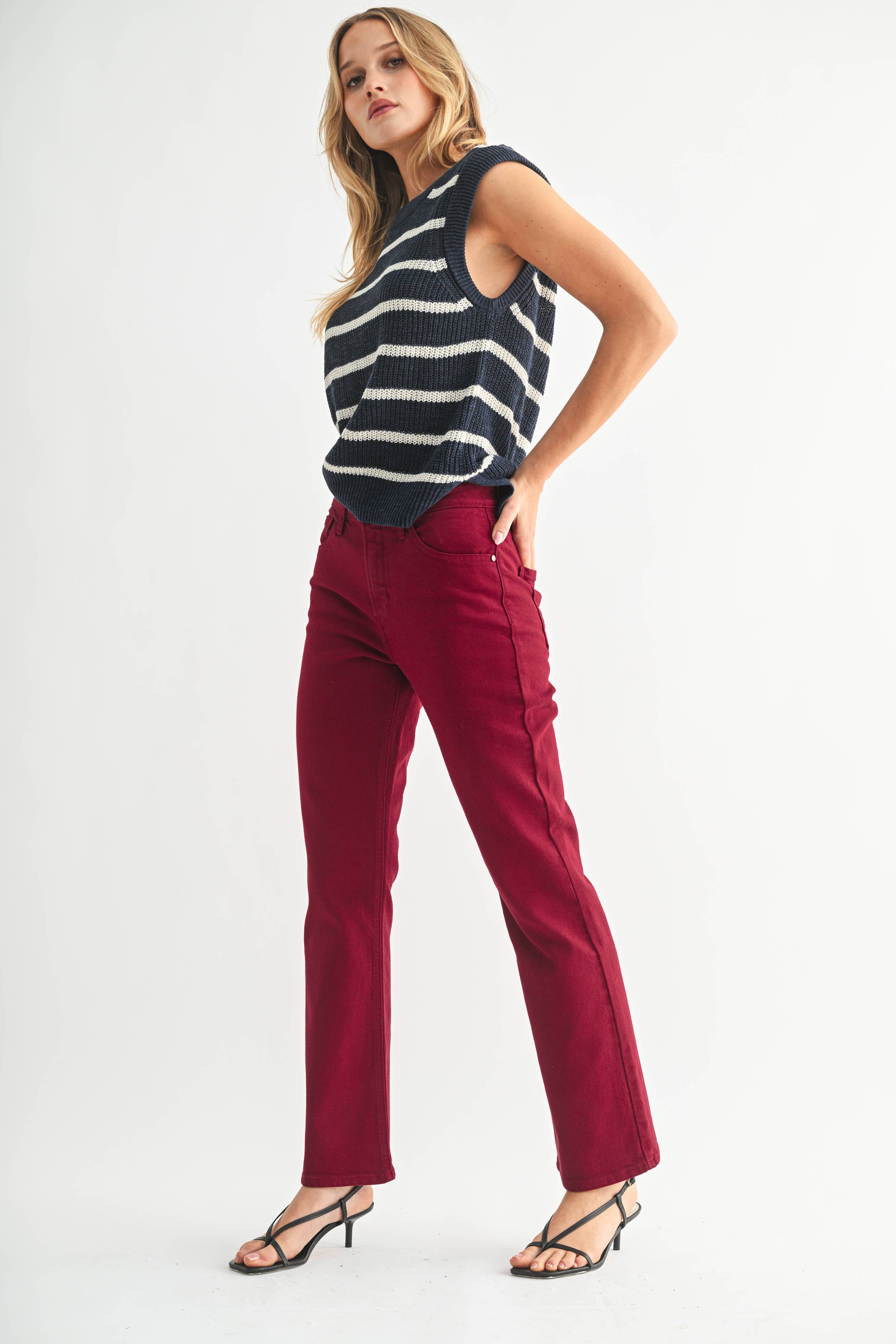 Slim Cropped Bootcut-DK Cherry